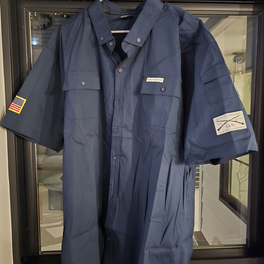 Grunt Style Navy Blue Short Sleeve Jacket